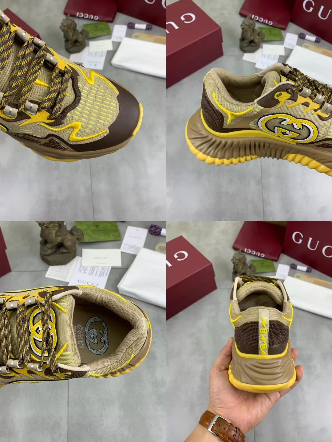 Men's shoes 💰P800 New model 💰Latest model💎💎💎GUCCI Italian Gucci dad shoes Top version 🔜Original quality🔜Purchasing level After many years of accumulation of dad shoes, it took more than 3 months of research and development to disassemble the original version, and finally it is available! The goods are worth looking forward to! 👫 style for couples 🔜Versatile in all seasons🔜 Fashion🔜 Personality 🔜Distinctive Outsole: The latest original developed TPU Upper: Imported original material🐮 Lining: Original A-grade mixed sheepskin🐮 Foot pads: Original A-grade imported cowhide 💯Counter genuine full set of packaging Midsole Latex pad with LOGO, Lasting, oil edge, air pressure coding process, support NFC anti-counterfeiting chip detection! Size: women’s code 35-40, men’s code 39-44 (women’s 34 41, men’s 38 45 46 customized)
